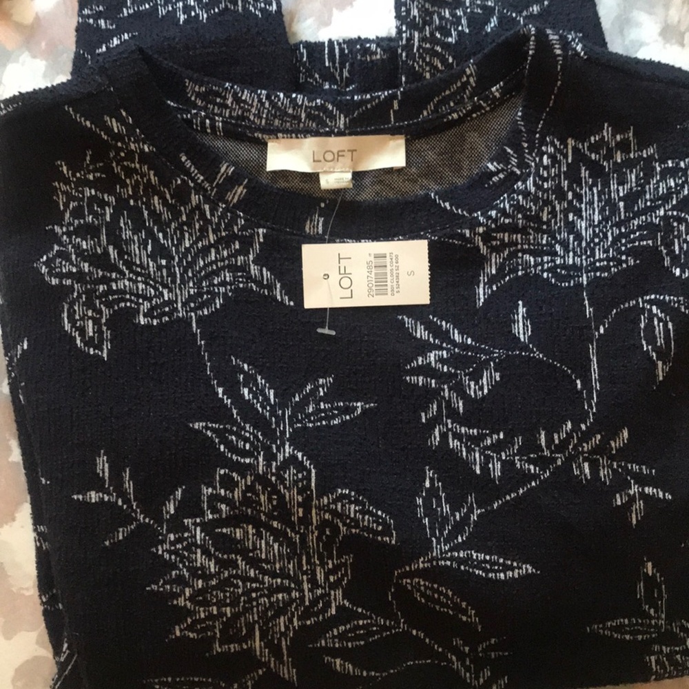 NWT! LOFT Navy Bubble Sweater - Picture 7 of 7